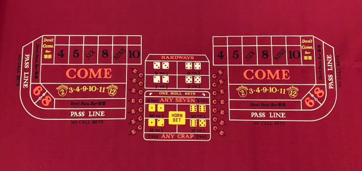 8ft x 62in Craps Double Layout Burgundy (Billiard Cloth) main image